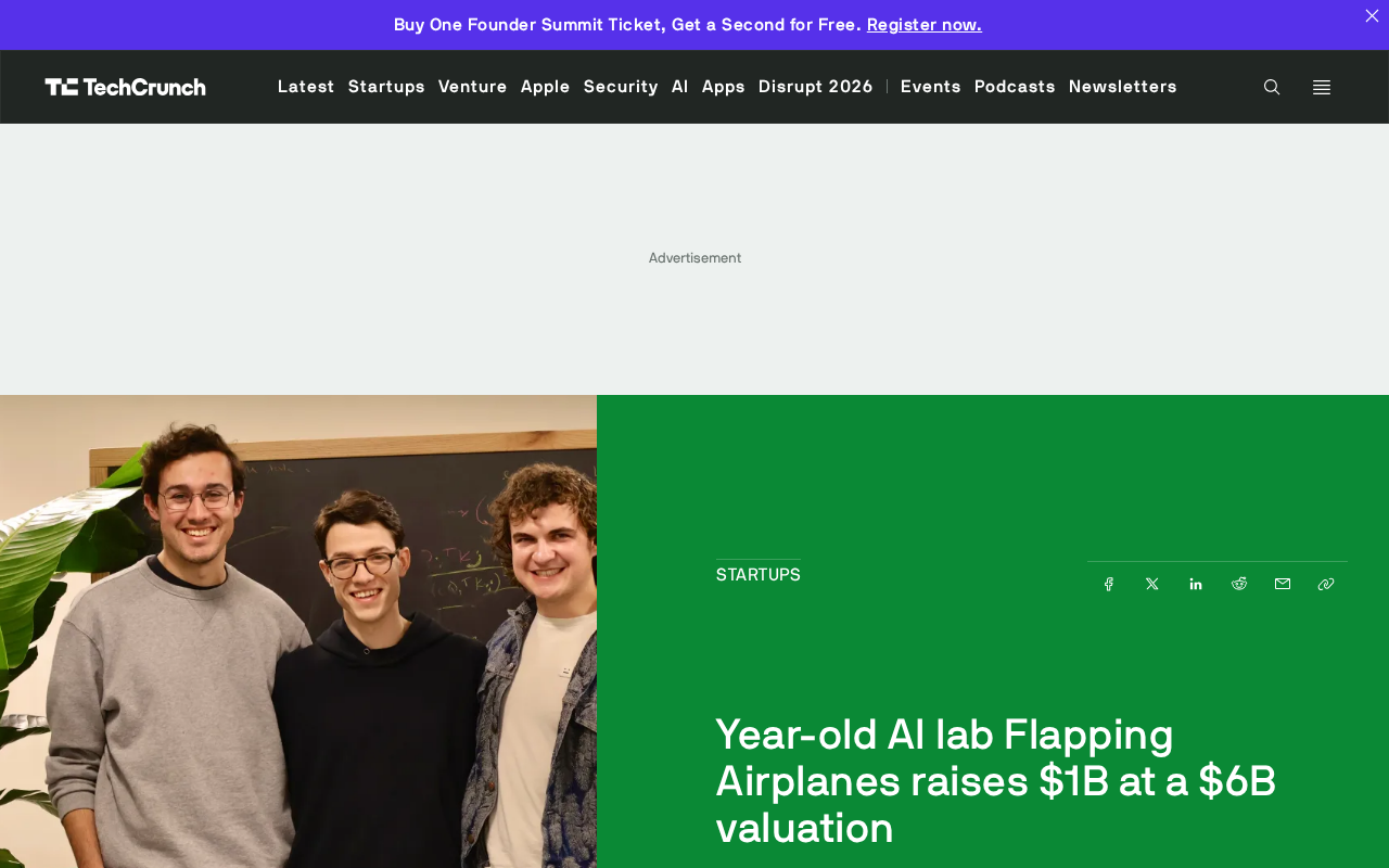 One-Year-Old AI Lab Flapping Airplanes Raises $1B Series A at $6B Valuation