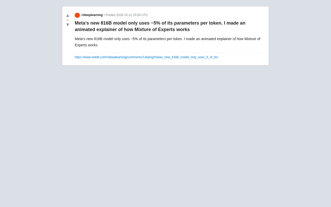 Meta 816B模型仅激活5%参数:MoE混合专家架构动画详解