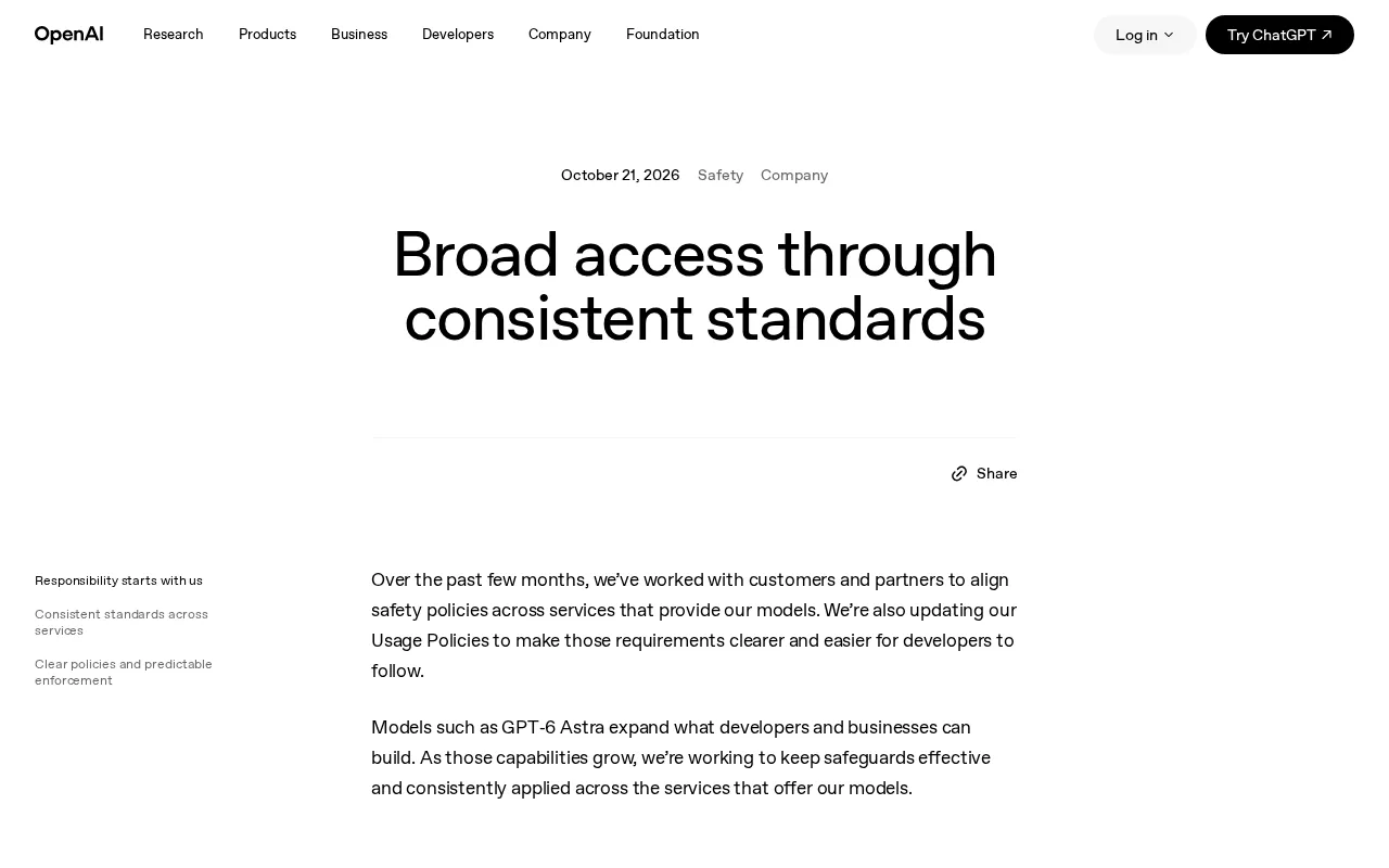 OpenAI Releases New Standard for Usage Policies: Expanding Responsible Access Through Consistent Norms