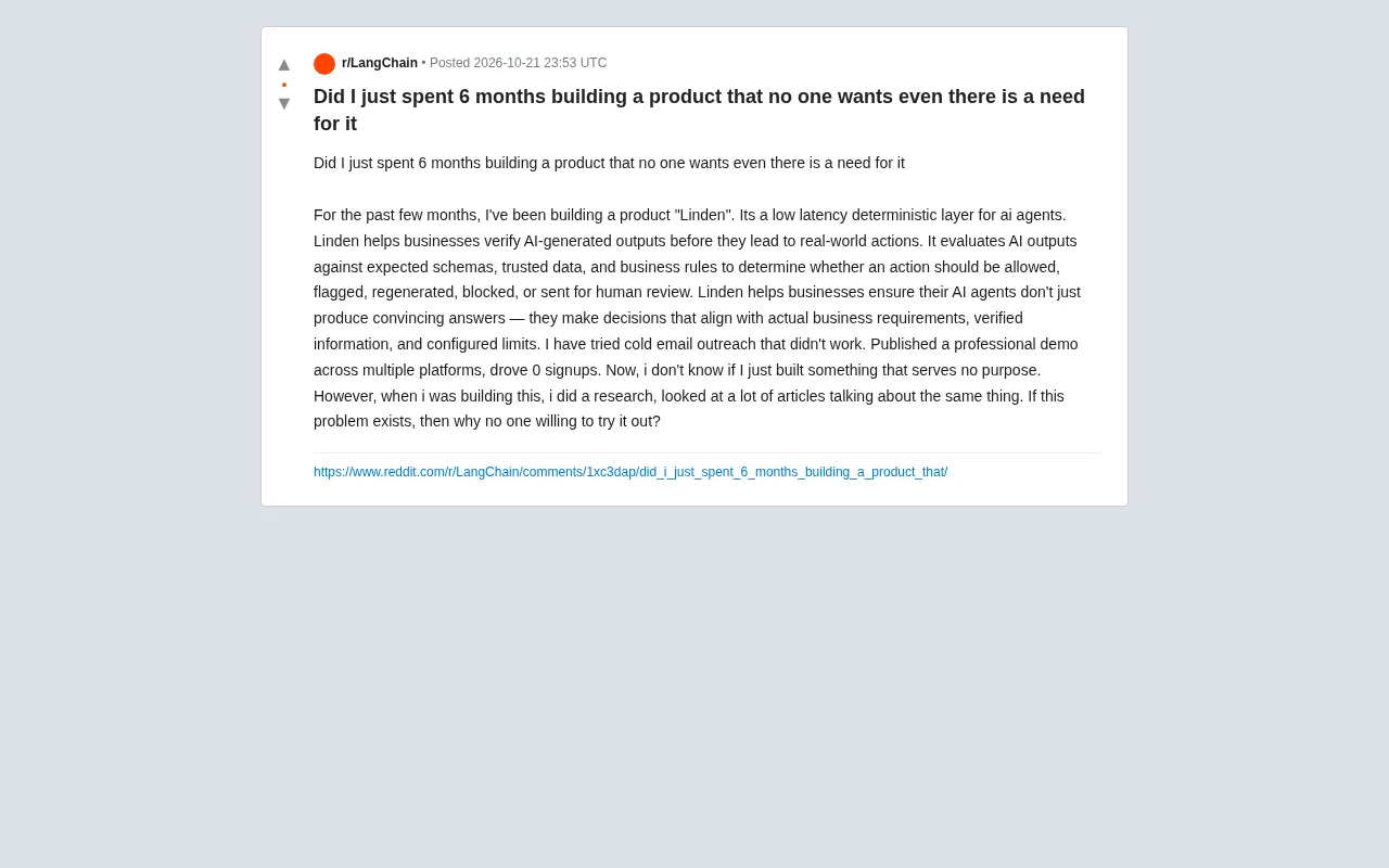 Reddit original post: Did I just spent 6 months building a product that no one wants