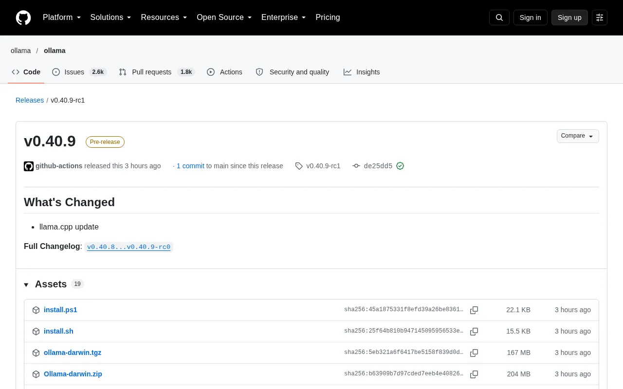 Ollama v0.40.9-rc1 Released: What Signals Does the llama.cpp Upgrade Send?