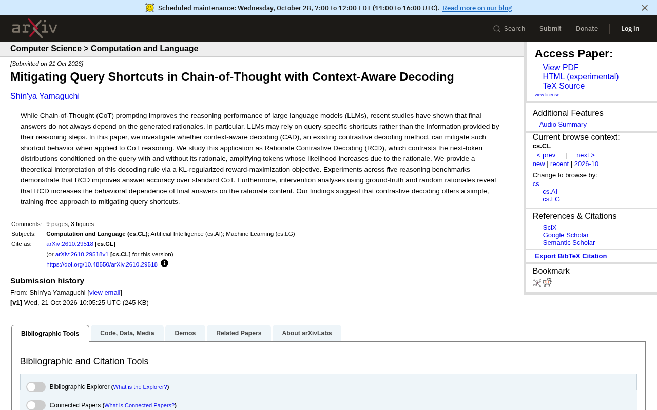 RCD: Cracking Query Shortcuts in Chain-of-Thought with Contrastive Decoding