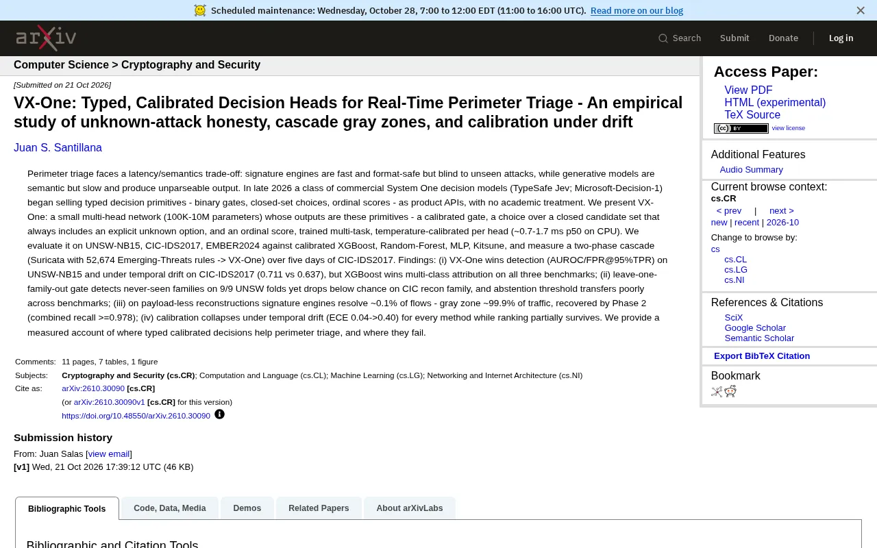 VX-One: How Typed Decision Heads Reshape Border Traffic Classification