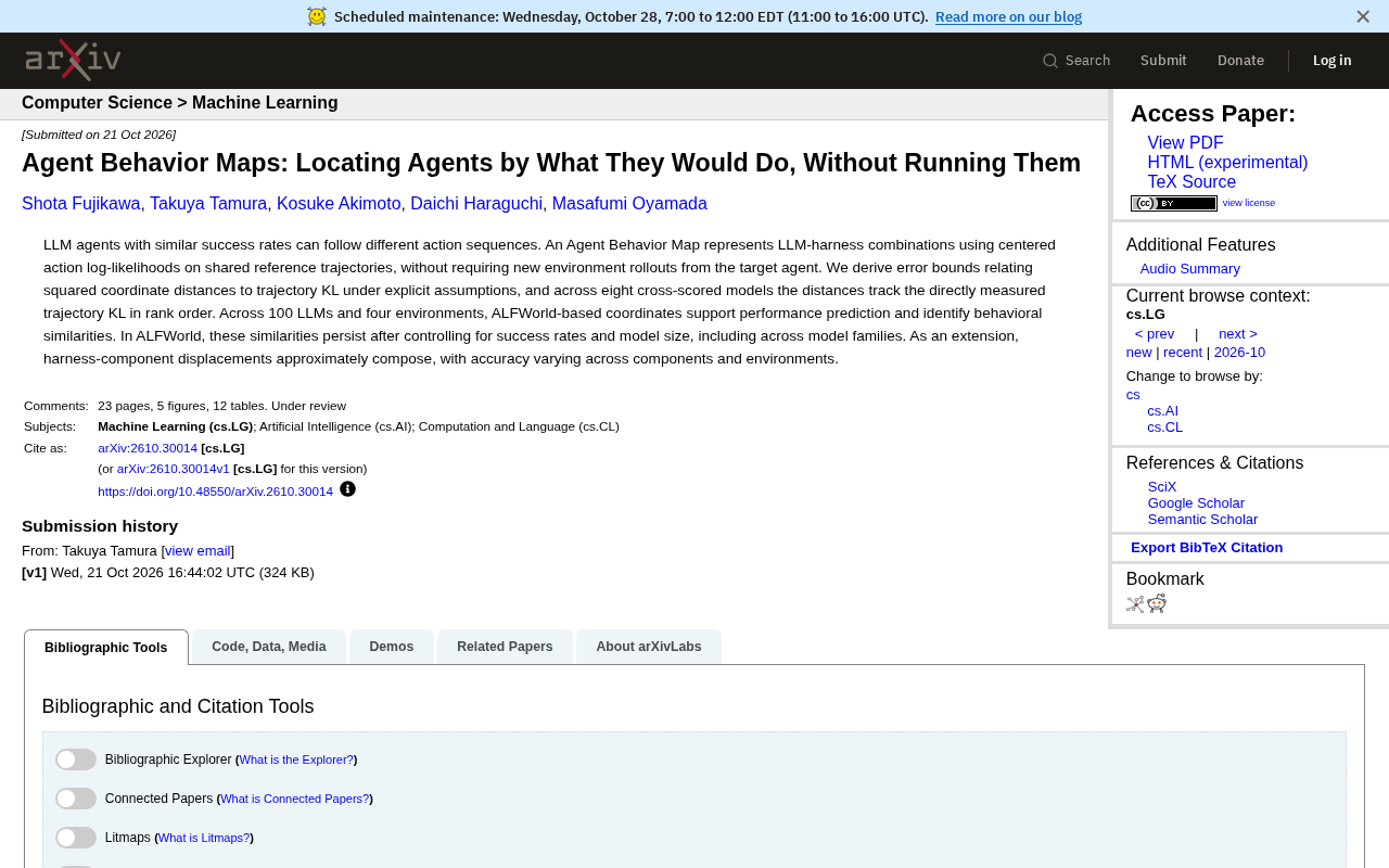 Agent Behavior Maps: Predicting Agent Performance Without Running the Model