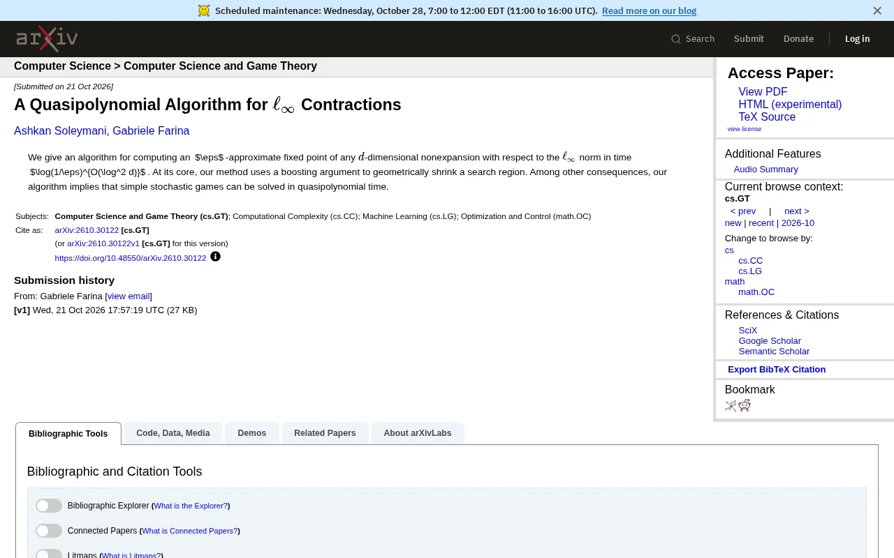 Quasipolynomial-Time Breakthrough for ℓ∞ Contractions: New Algorithm for Stochastic Games