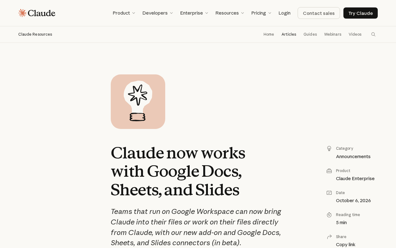 Claude打通Google全家桶:Docs、Sheets、Slides原生集成
