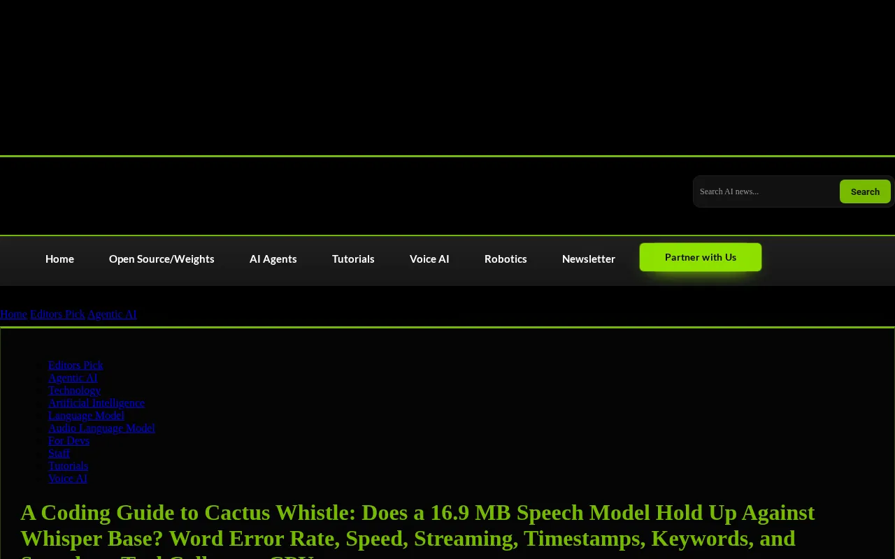 Cactus Whistle vs. Whisper Base speech model evaluation guide