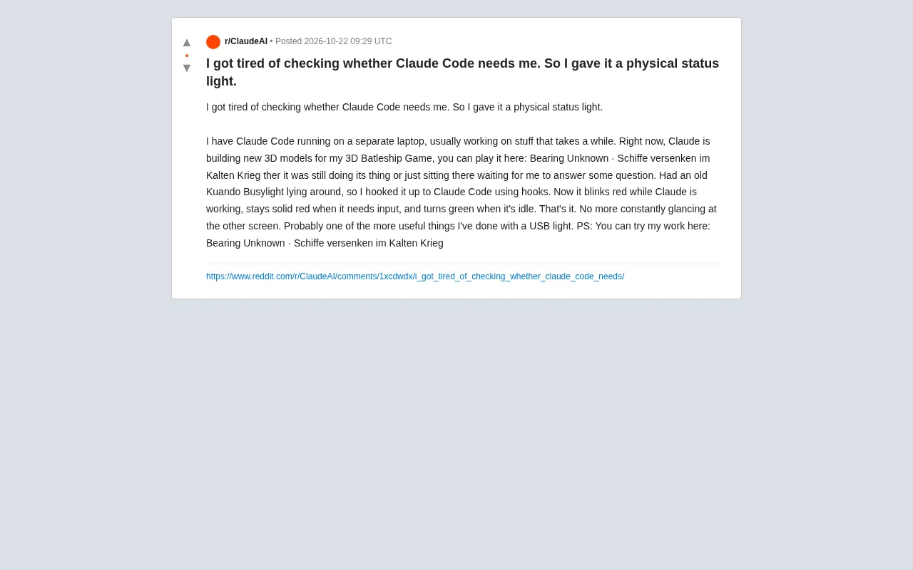 Give Claude Code a Physical Status Light So You Never Have to Stare at the Screen Again