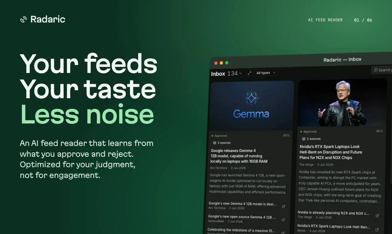 Radaric: The AI Feed Reader That Learns Your Editorial Taste