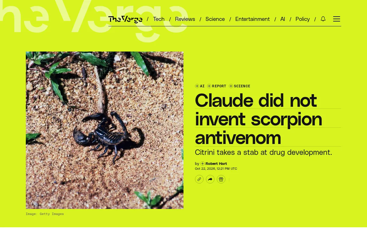 Claude Did Not Invent Scorpion Antivenom: The Truth and Boundaries of AI Drug Discovery