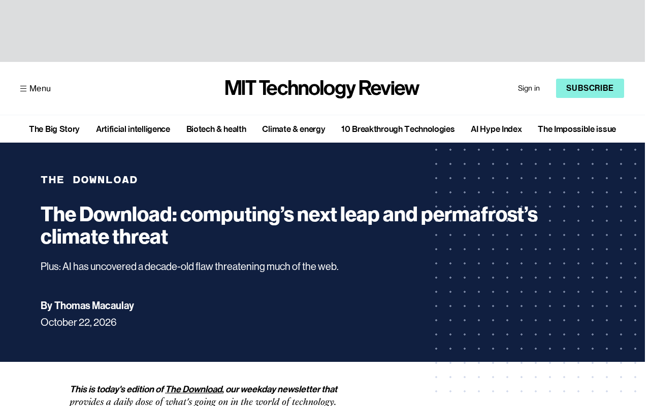 The Next Leap in Computing: From Feynman's Prophecy to the Permafrost Climate Warning