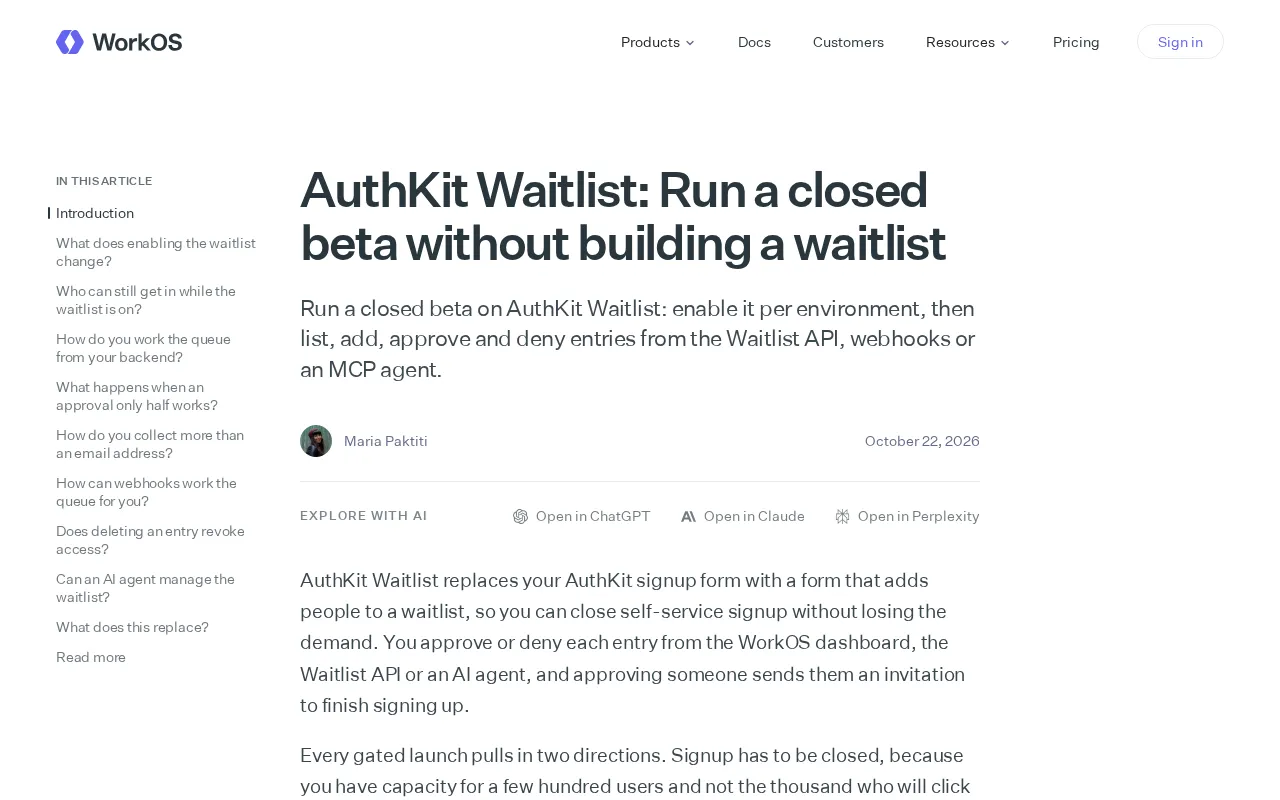 AuthKit Waitlist: Build a Closed Beta Waitlist with Zero Code