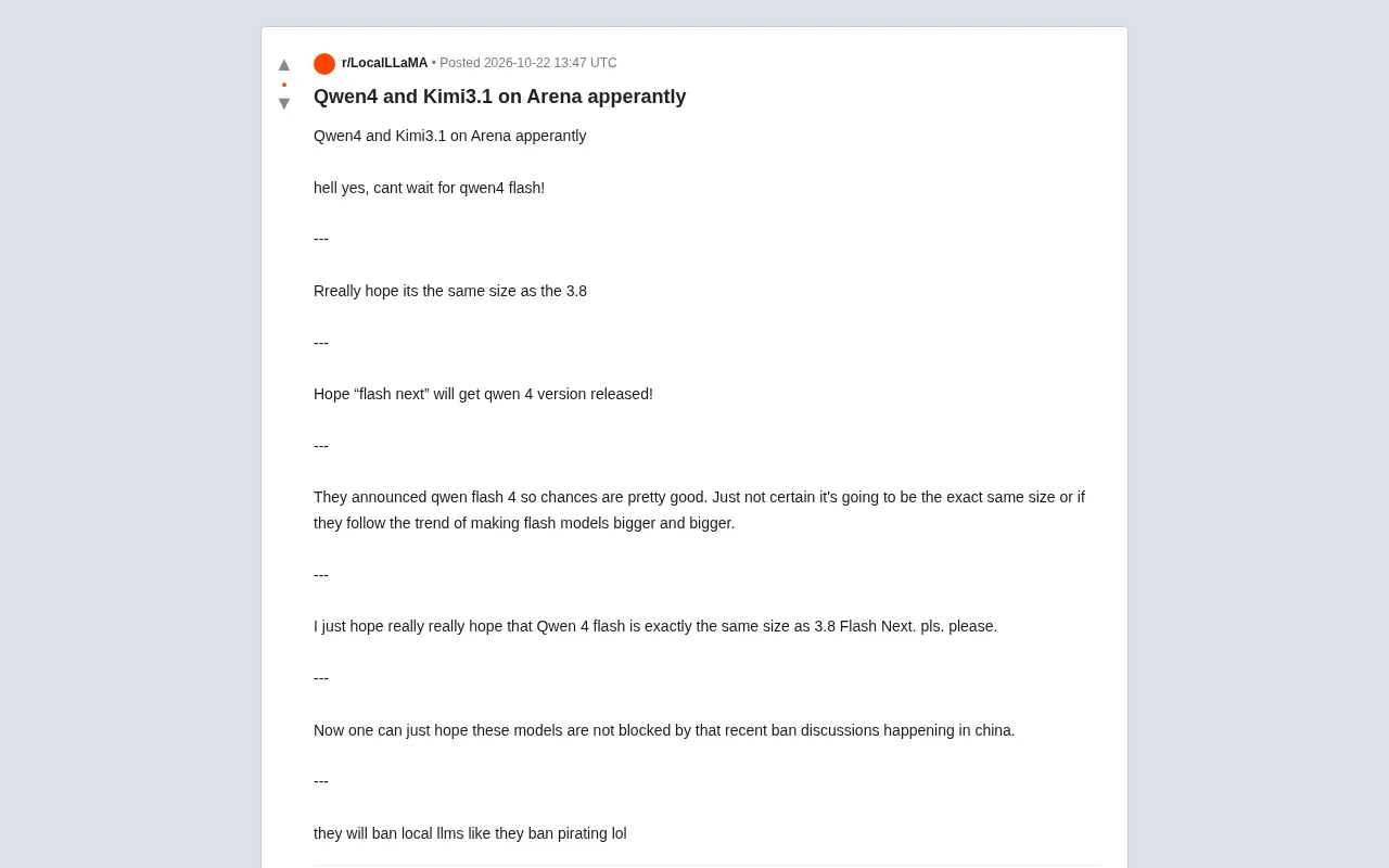 Qwen4 and Kimi3.1 Spotted on Arena: Community Awaits Qwen4 Flash