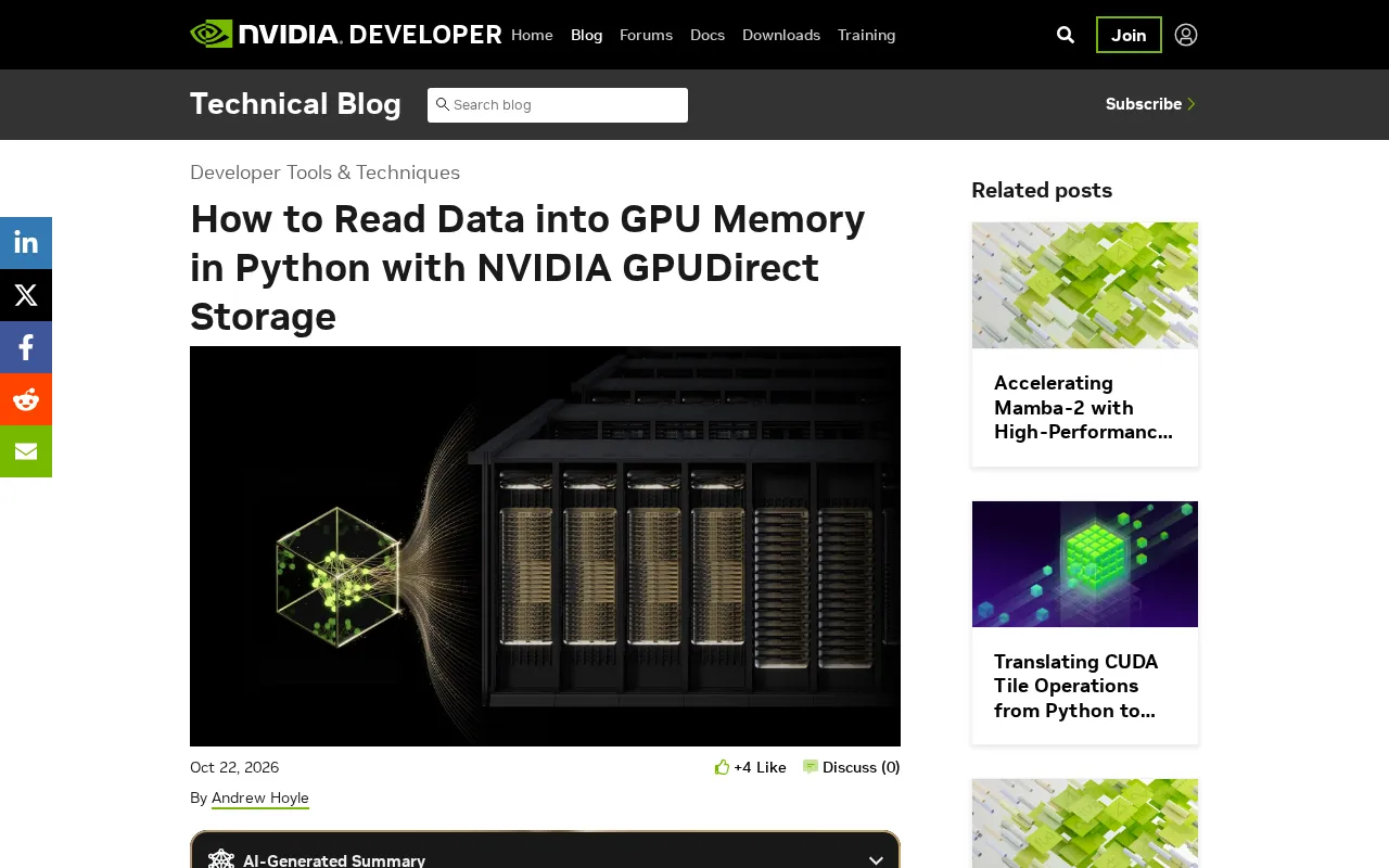 Reading Data Directly into GPU Memory via GPUDirect Storage in Python