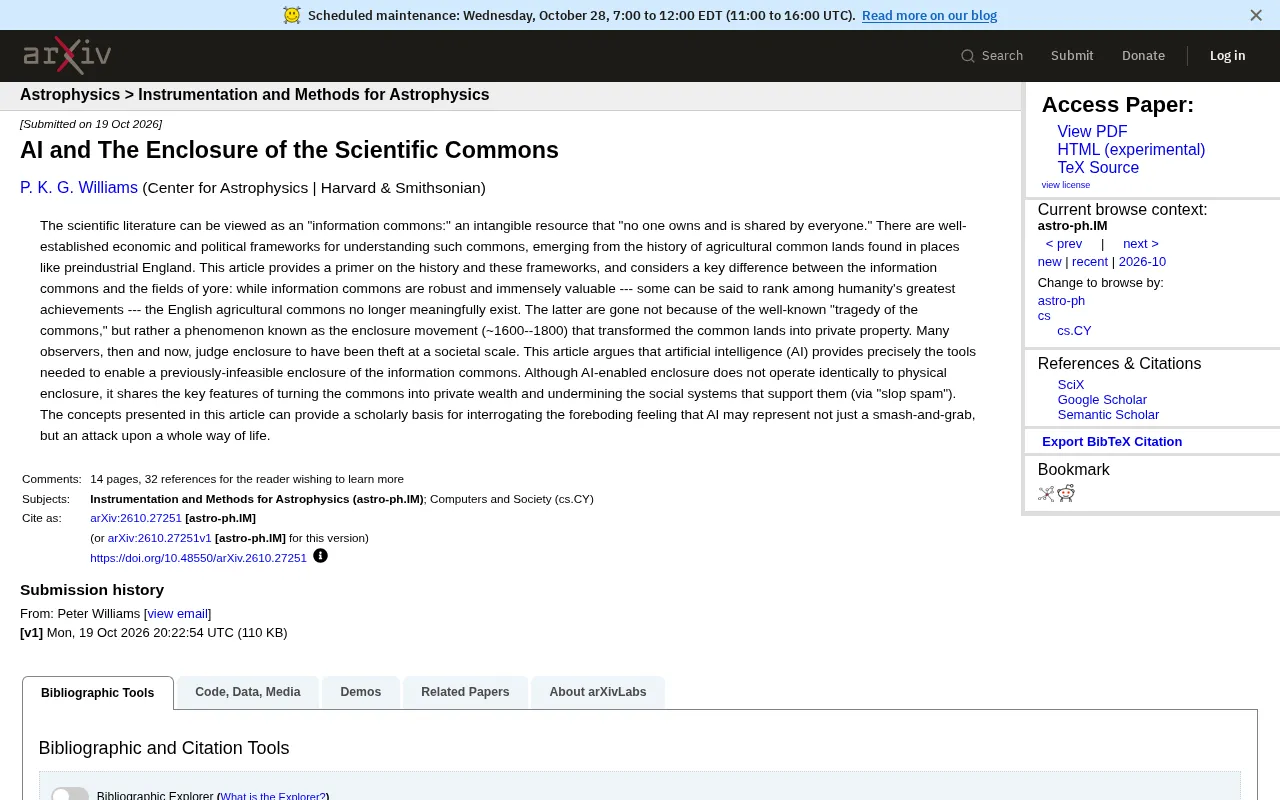 AI and the Enclosure of the Scientific Commons