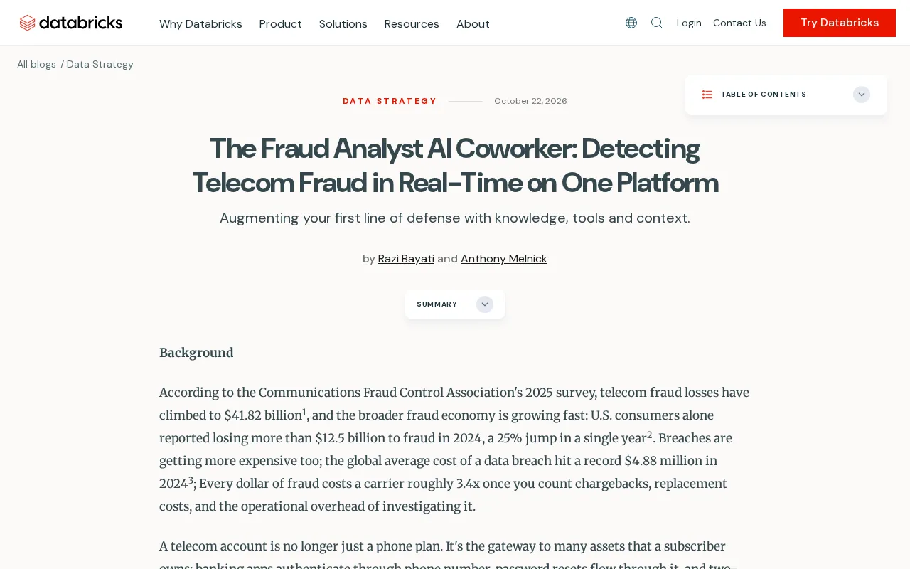 AI Colleagues on the Job: A Single-Platform Approach to Real-Time Telecom Fraud Detection