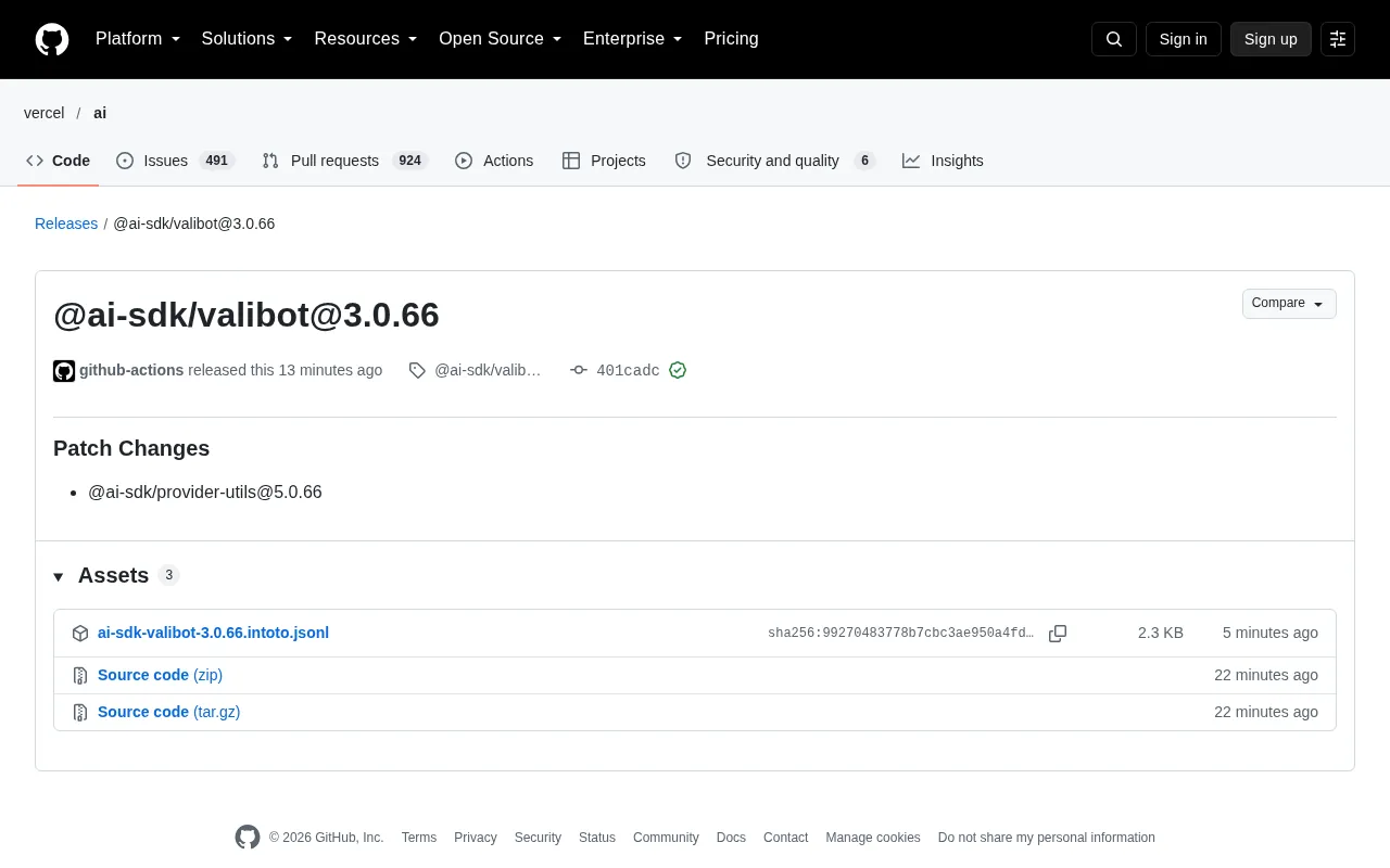 @ai-sdk/valibot 3.0.66 Patch Release: A Maintenance Signal for the AI SDK Ecosystem