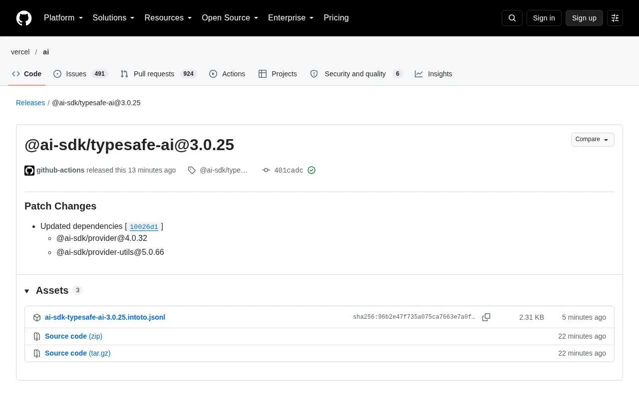 AI SDK typesafe-ai 3.0.25 Update: Dependency Upgrades and Ecosystem Impact