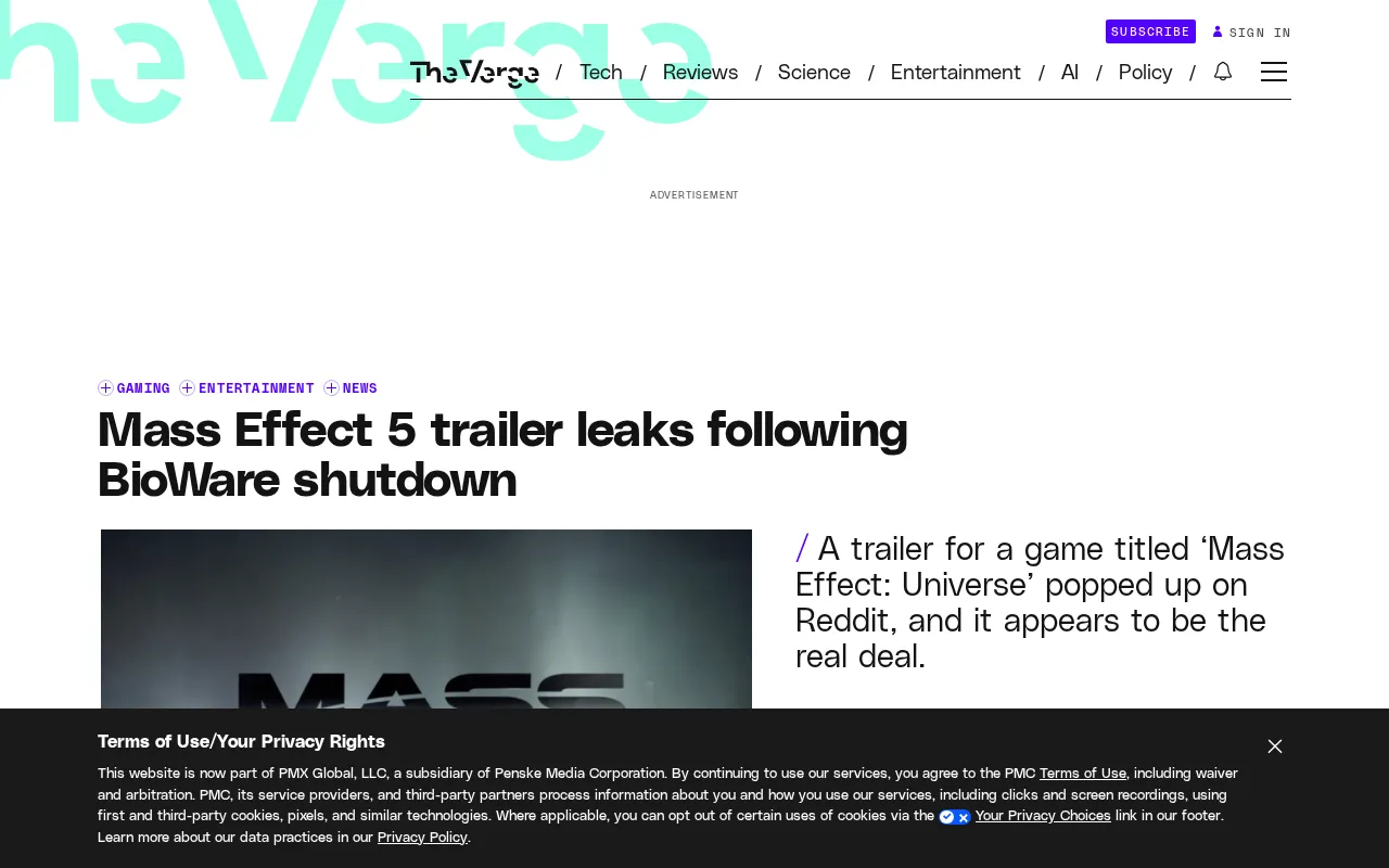Mass Effect 5 Trailer Leaks Following BioWare Shutdown