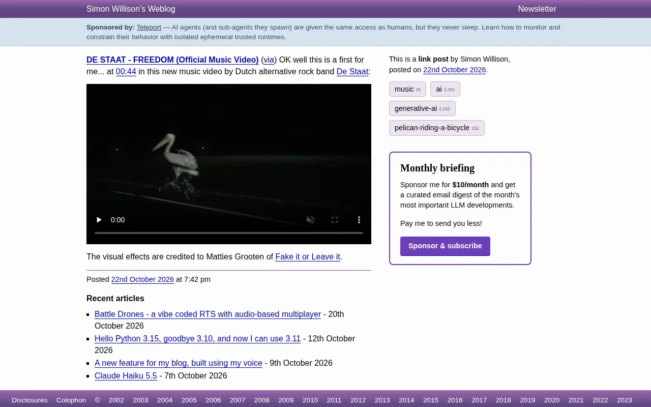 De Staat's New Music Video Uses AI-Generated Pelican on a Bicycle, Ushering Music Videos into the Generative Era