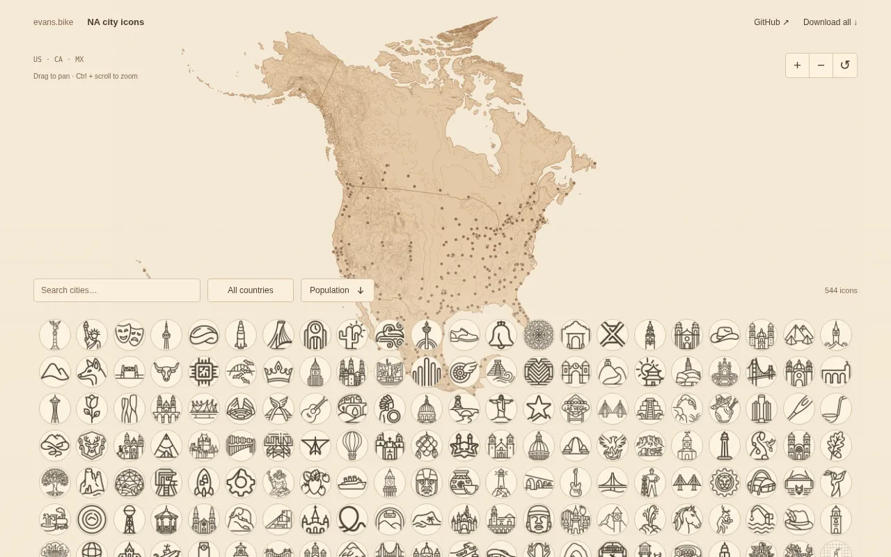 Show HN: An Icon for Every City in North America