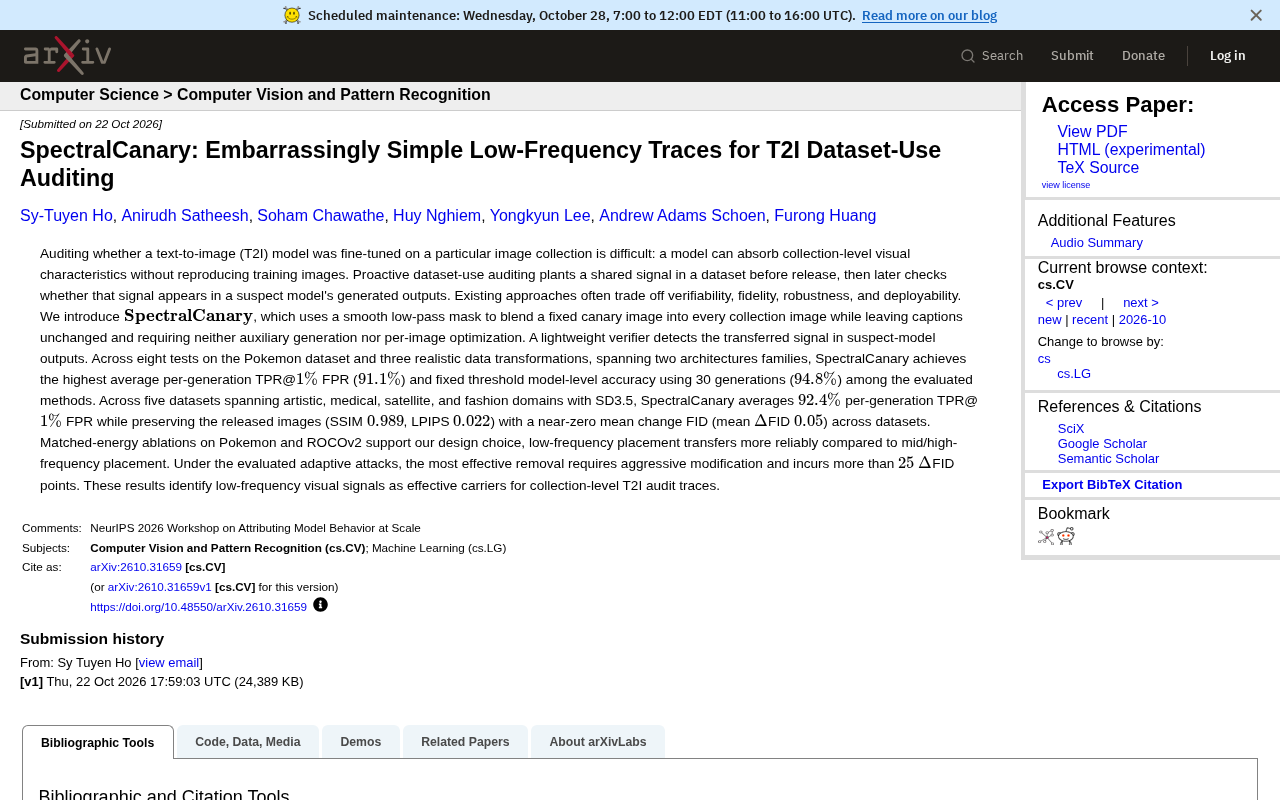 SpectralCanary: How Low-Frequency Signals Audit T2I Dataset Misuse