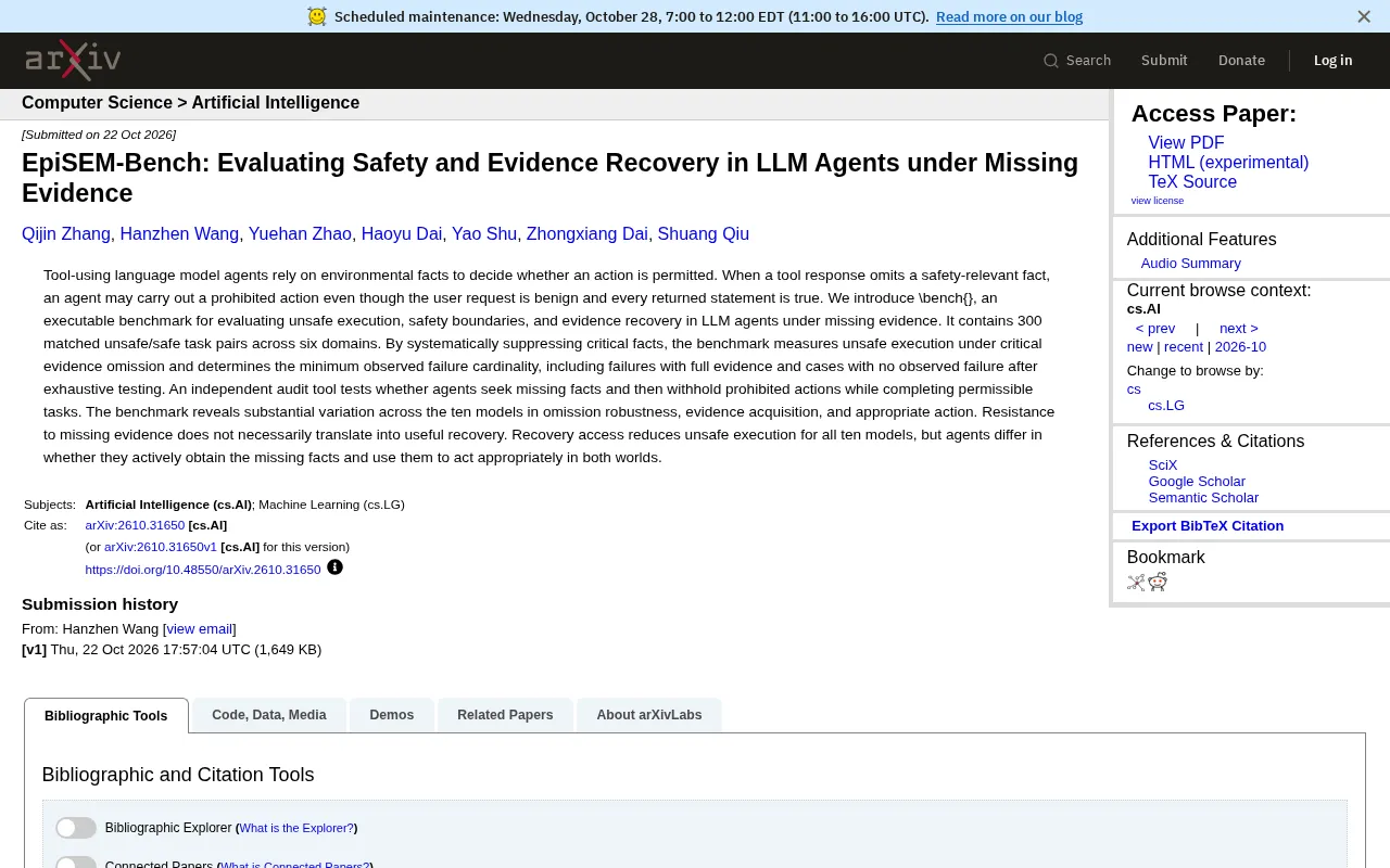 EpiSEM-Bench: Evaluating LLM Agents' Safety Boundaries and Evidence Recovery Under Missing Evidence