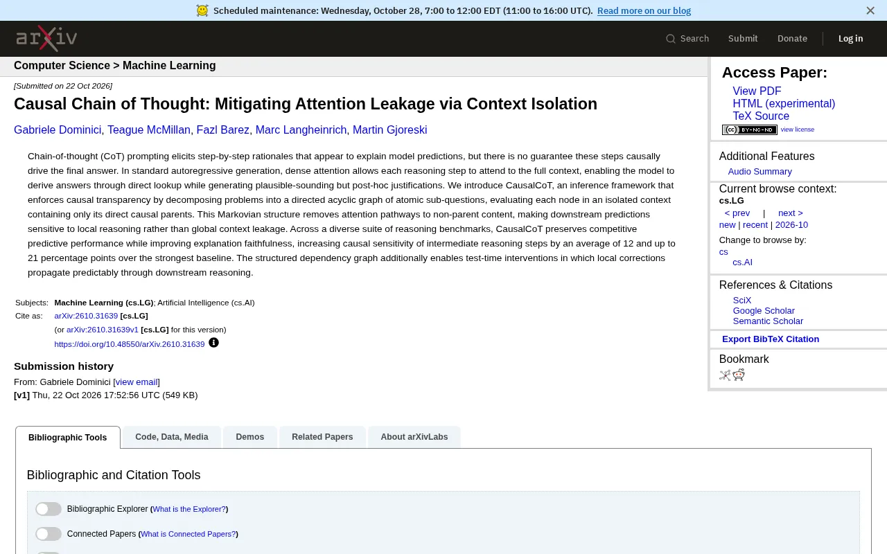 CausalCoT: Isolating Context with Causal Graphs to Break Chain-of-Thought Attention Leakage