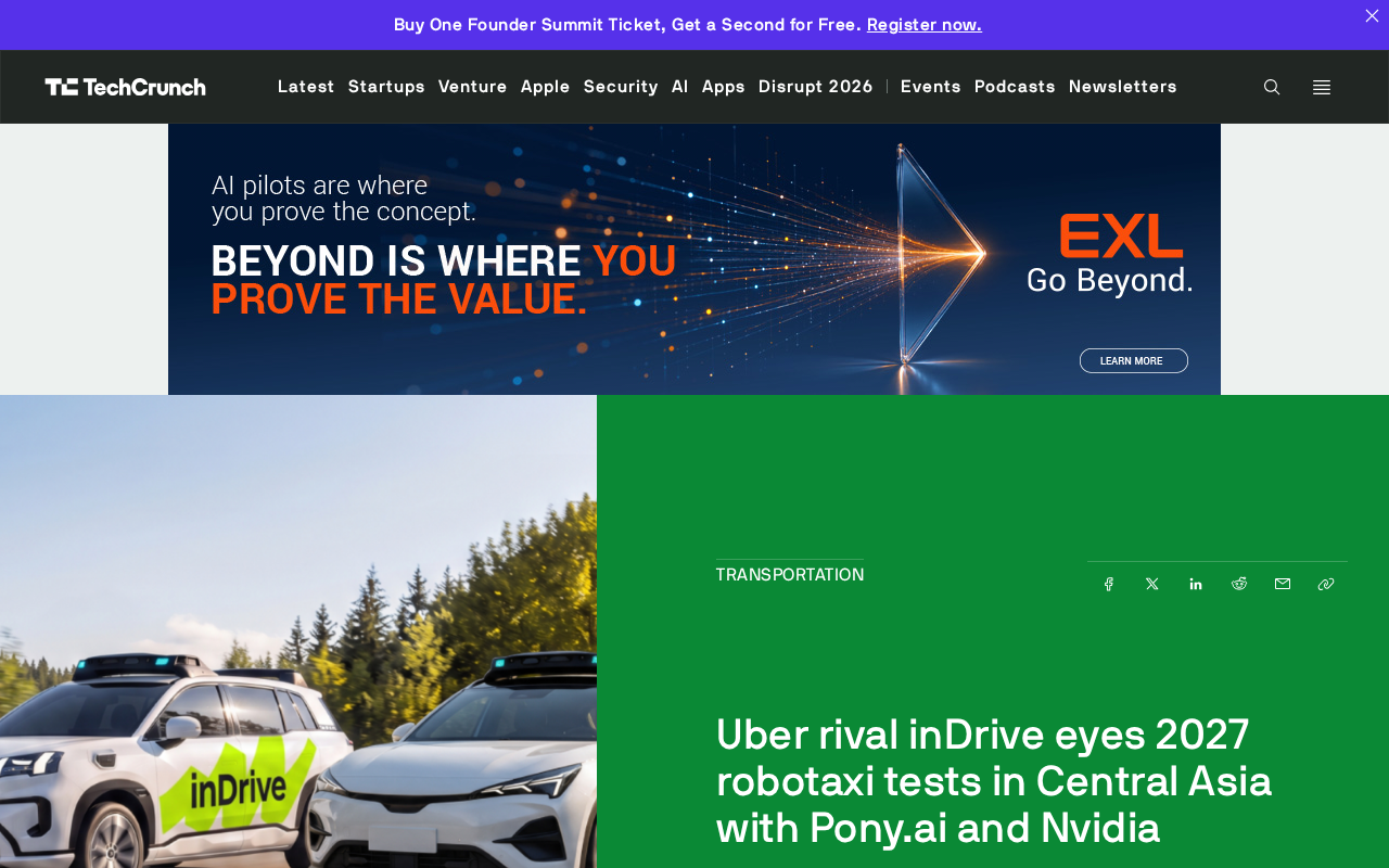 Uber对手inDrive联手小马智行、英伟达,2027年中亚测试Robotaxi