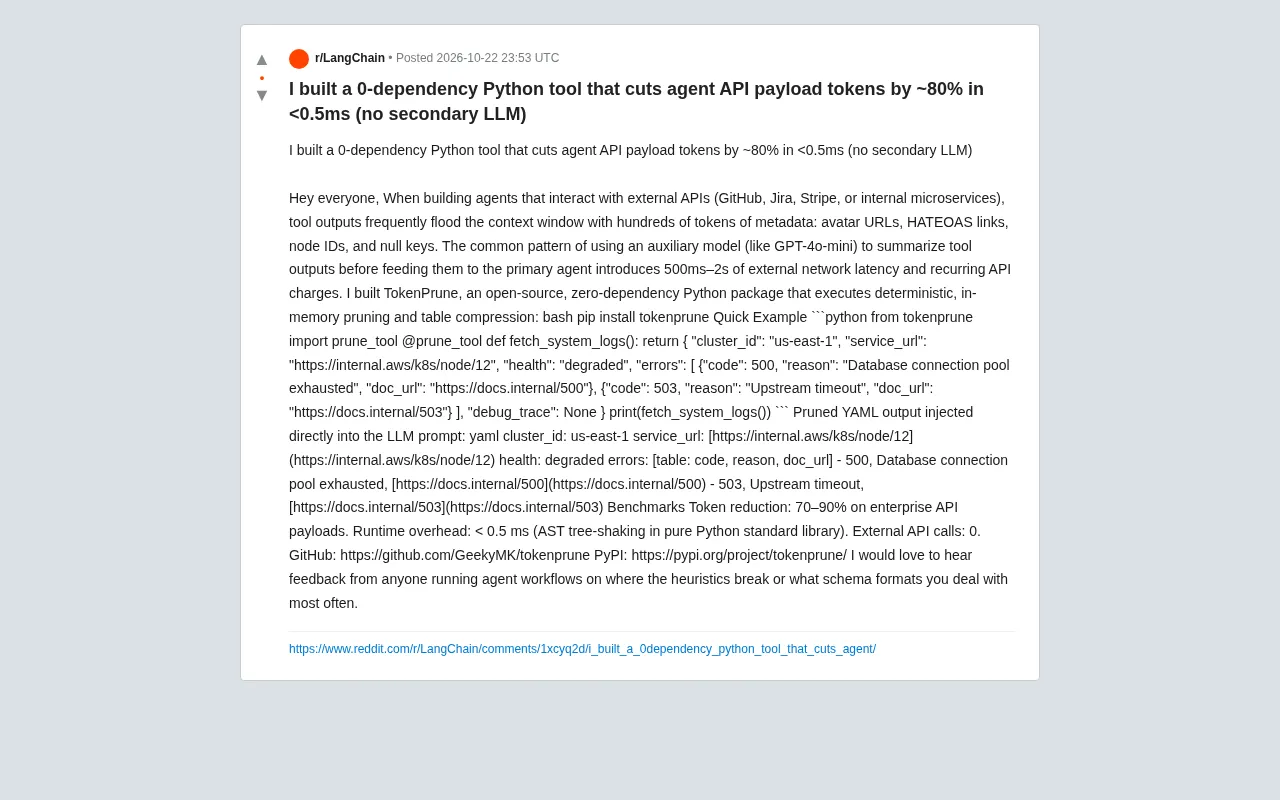 Zero-Dependency Python Tool TokenPrune: Cut API Payload Tokens by 80% Without a Second LLM