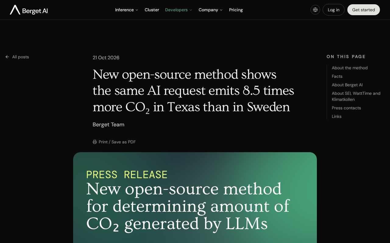 The Same AI Request Emits 8.5x More Carbon in Texas Than in Sweden