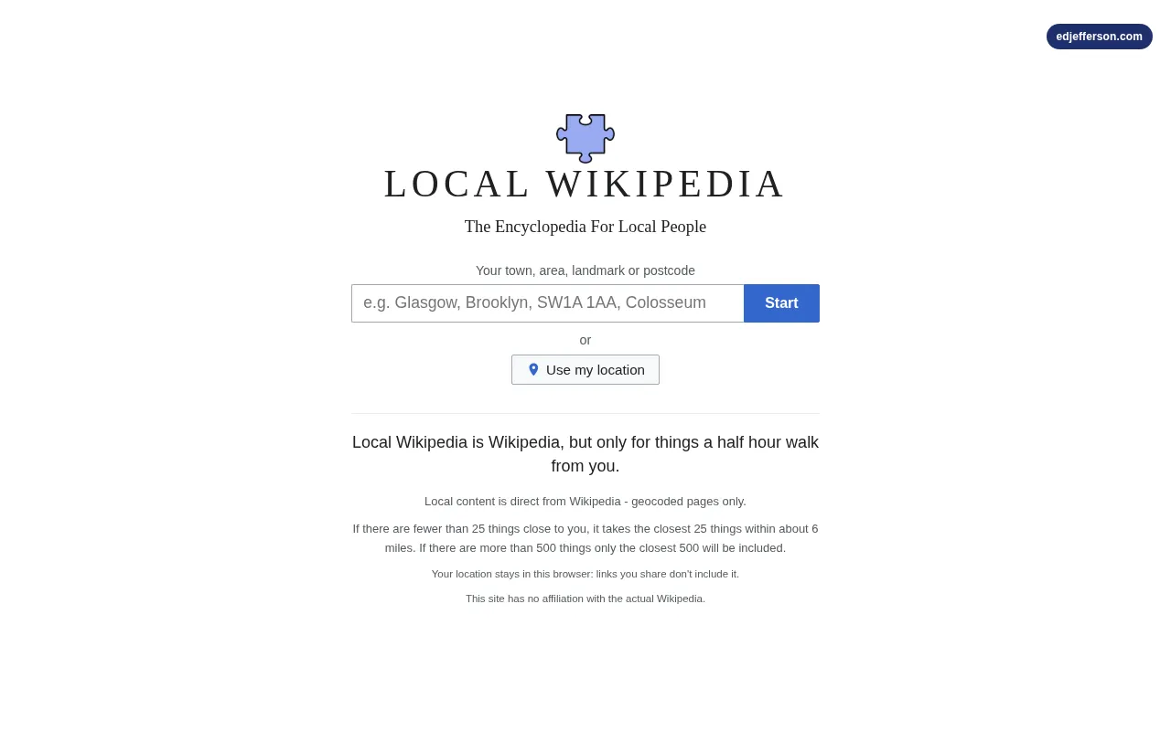 Local Wikipedia: Only Featuring Things Within a Half-Hour Walk
