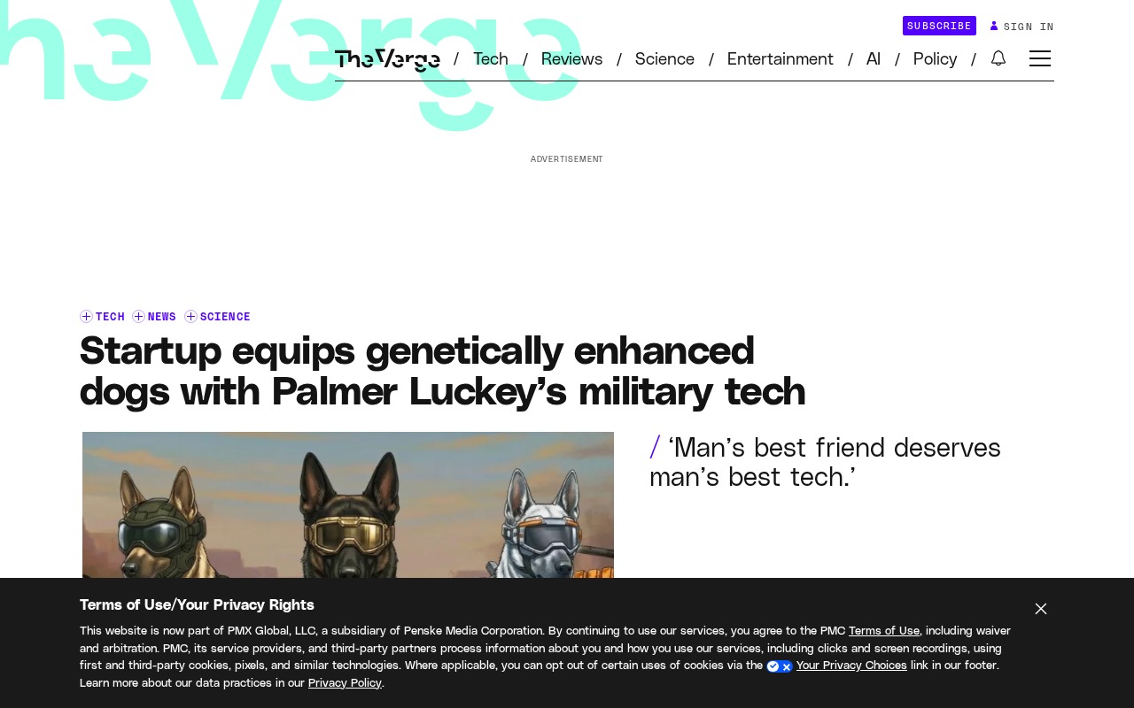 Genetically Modified Military Dogs Equipped with Anduril Gear: This Startup Sparks Controversy