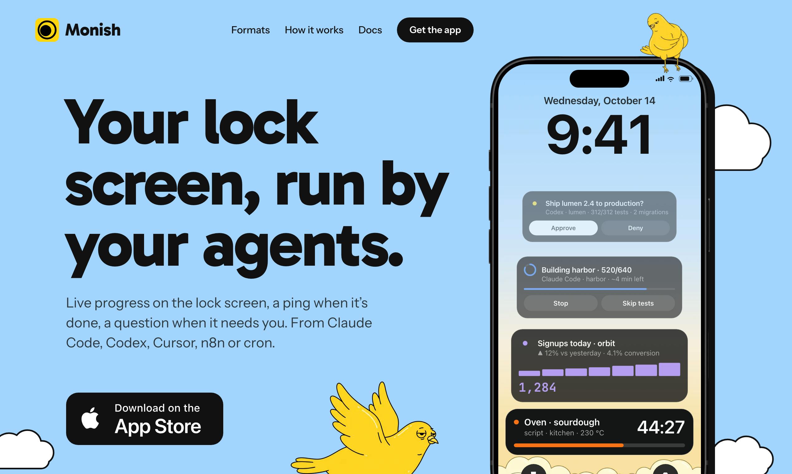 Monish: Letting AI Agents Report Progress and Request Approval on Your iPhone Lock Screen in Real Time