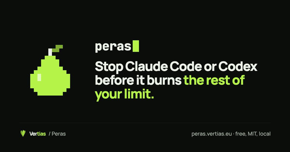 Peras:为Claude Code和Codex设置用量上限,防止周额度耗尽