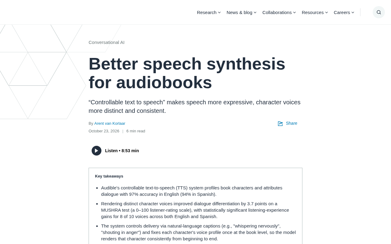Controllable Speech Synthesis: Making Audiobook Character Voices More Vivid and Consistent