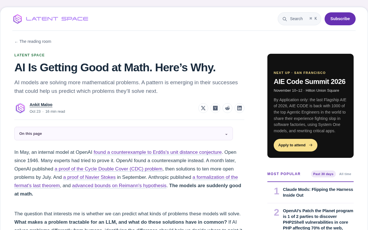 AI Math Capabilities Advance Rapidly, Underlying Pattern Revealed