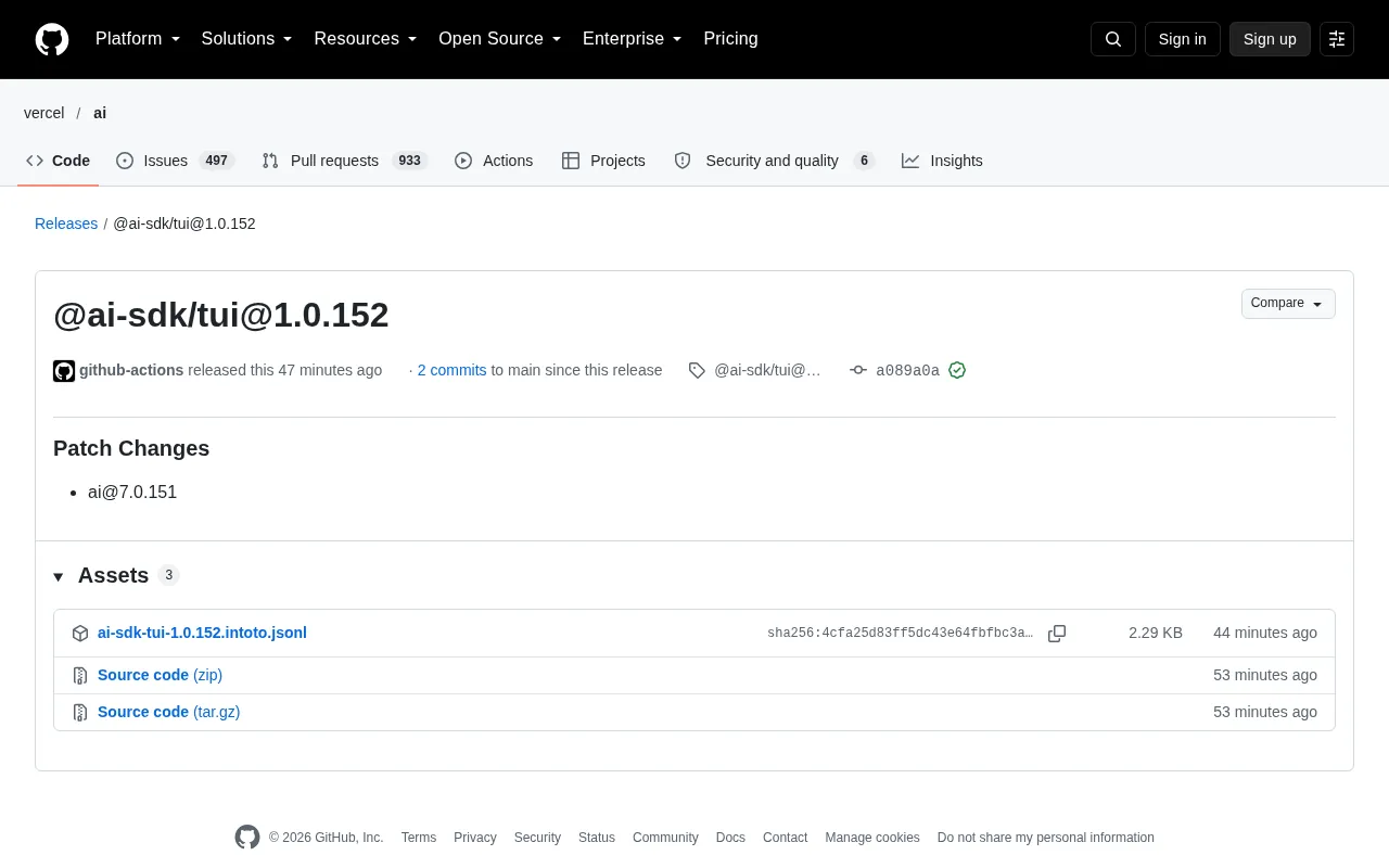 AI SDK TUI 1.0.152 Patch Released: Terminal AI Development Tools Iterate Again