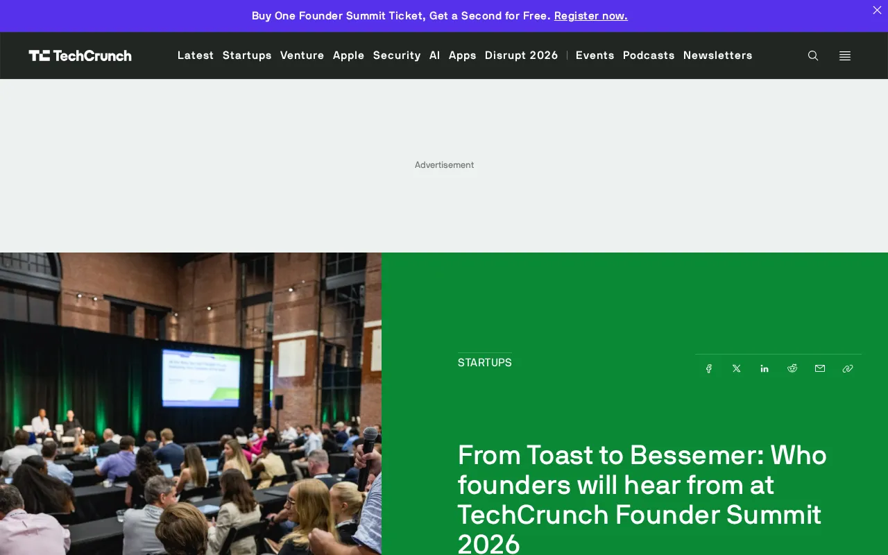 TechCrunch Founder Summit 2026: Toast, Bessemer, and Other Experts Share Startup Playbook