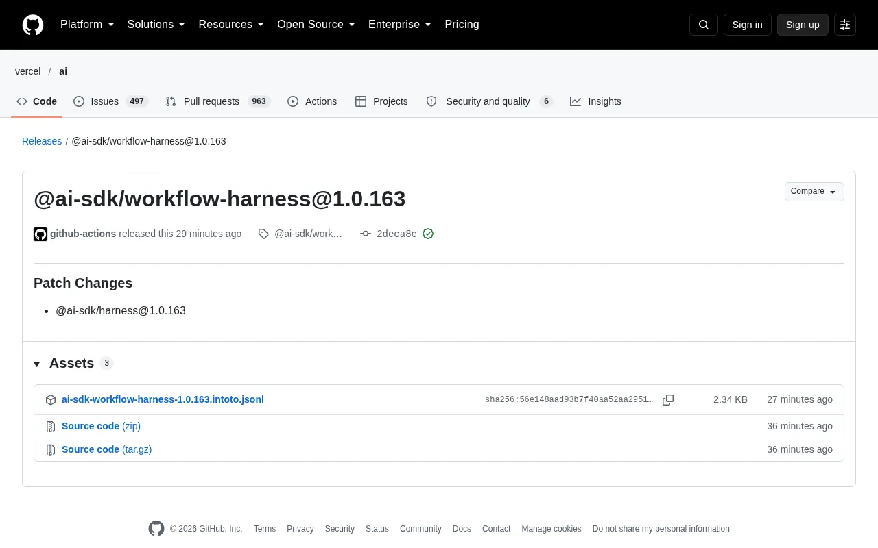 AI SDK Workflow Harness 1.0.163 Patch Released, Stability Improved Again