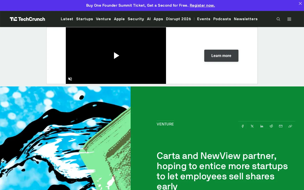 Carta and NewView Partner to Let Startup Employees Cash Out Equity Early