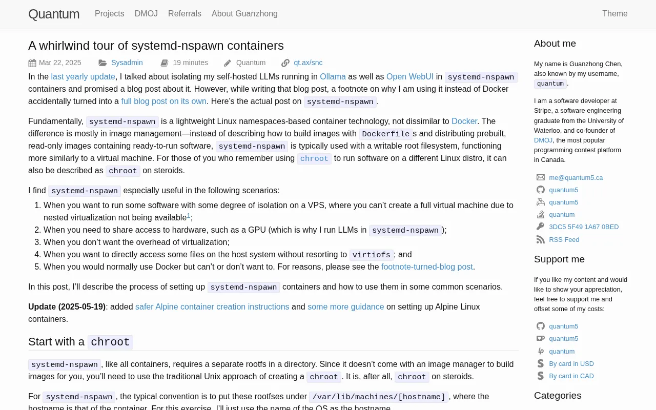 systemd-nspawn Containers at a Glance: A Lightweight Linux Container Solution