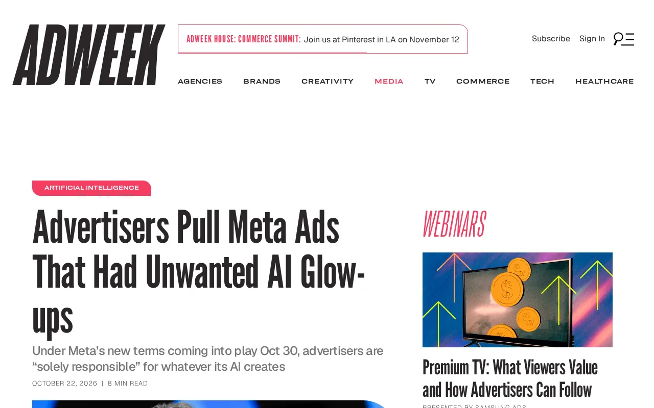 Advertisers Pull Meta Ads: AI "Glow-Up" Backfires and Sparks a Trust Crisis