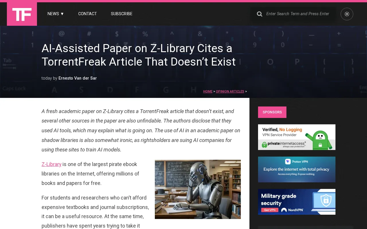 AI-Assisted Paper Cites Nonexistent TorrentFreak Article: Academic Integrity Concerns Resurface