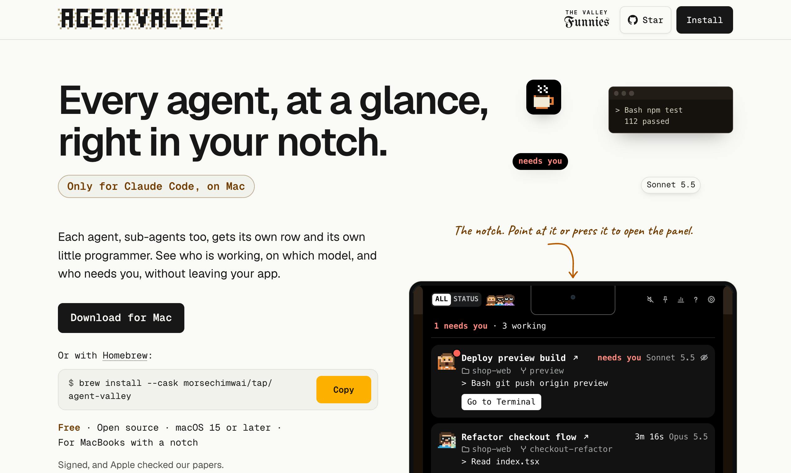 AgentValley: See All Your Claude Code Agents at a Glance in the Mac Notch