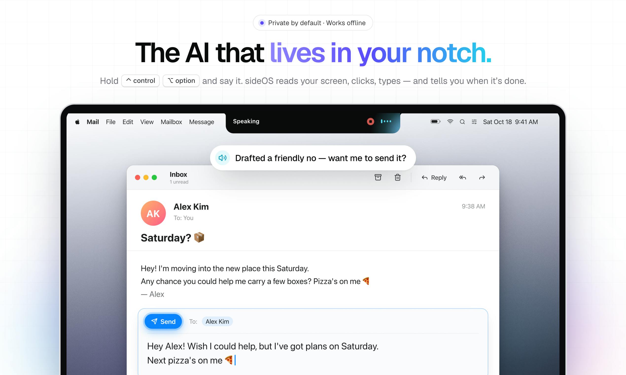 sideOS.ai:藏在Mac刘海里的本地AI助手,语音操控全桌面