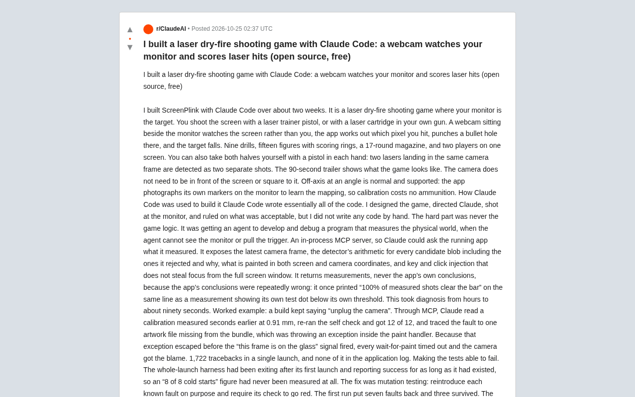 用Claude Code打造激光射击游戏:摄像头给屏幕打分