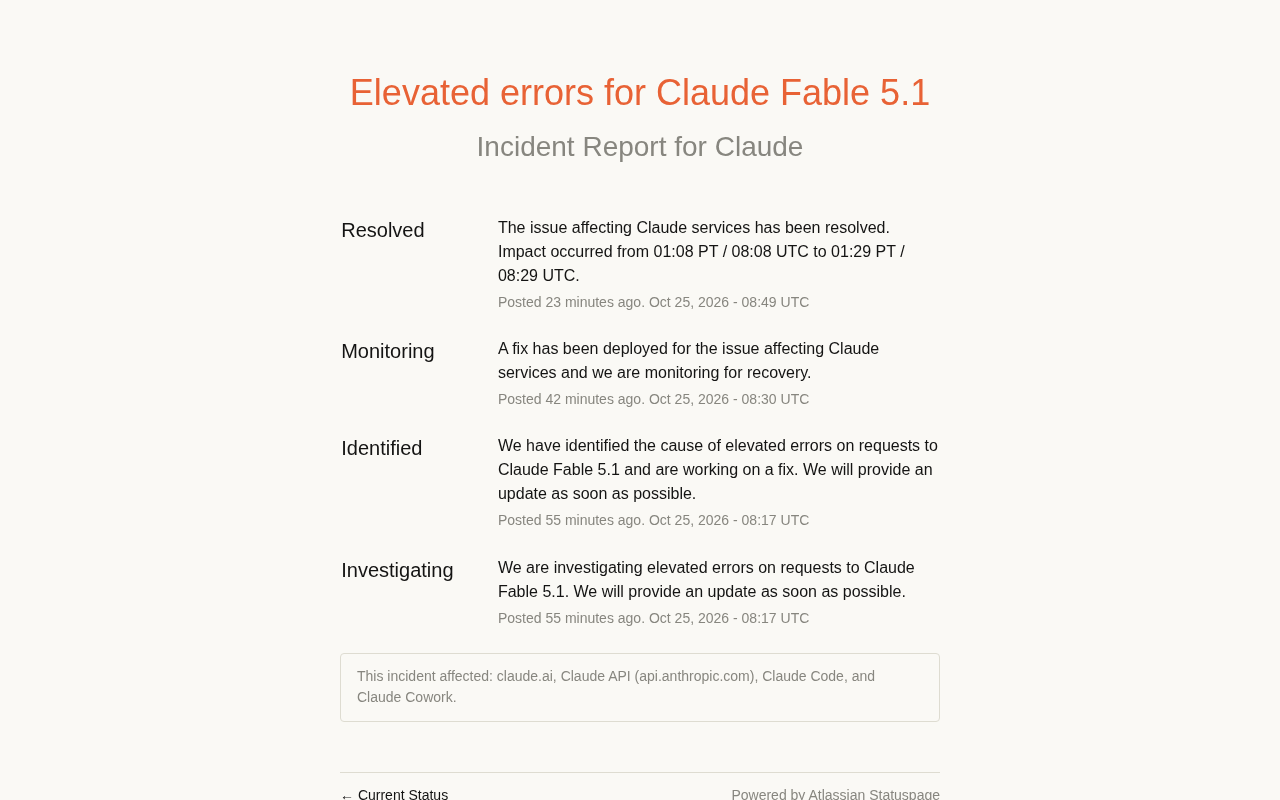 Claude Fable 5.1 Incident Review: 21-Minute Error Window and Rapid Fix