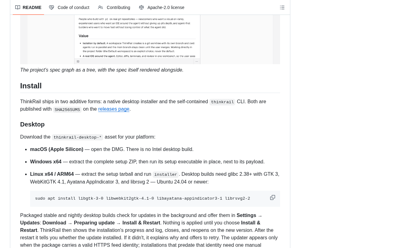 github source: JetBrains/thinkrail: Vibe code with pi in a lightweight, real IDE that customises itself around the