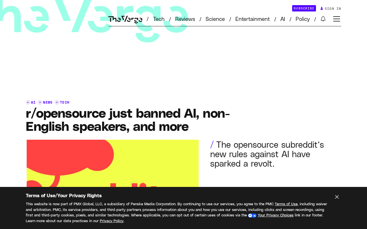 r/opensource版规封杀AI项目,开源社区分裂加剧